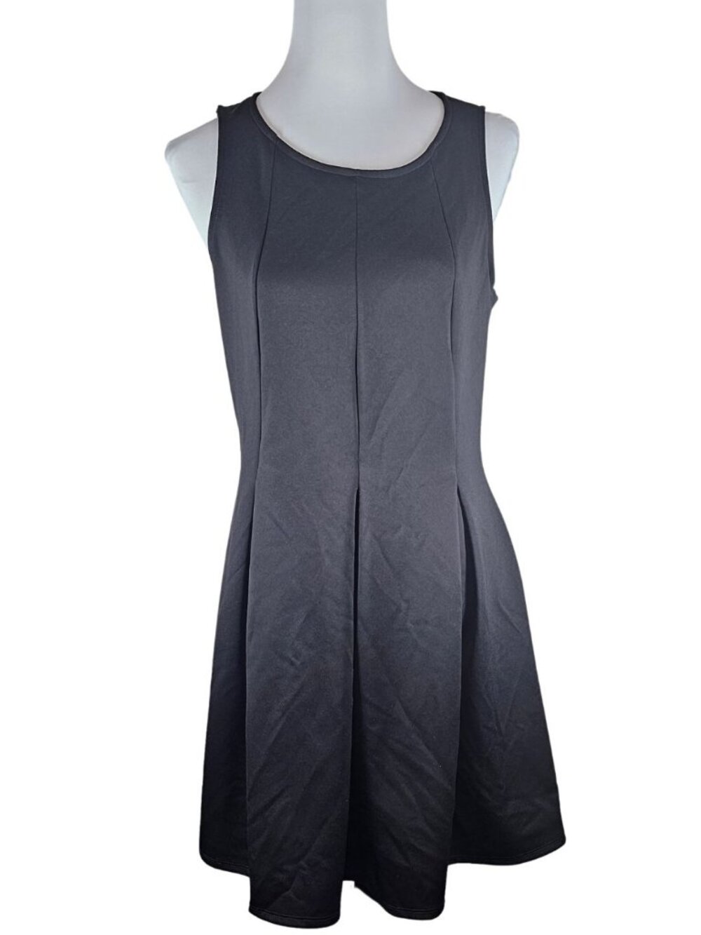 Bar III Black Sleeveless Pleated Fit & Flare Dress XL Minimalist Office Cocktail